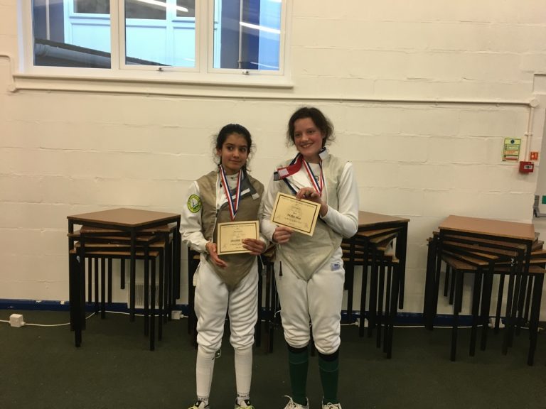 U14 Womens Foil: Silver Medallist Tabitha De N’Yeurt and Bronze Medallist Daisy Barrow